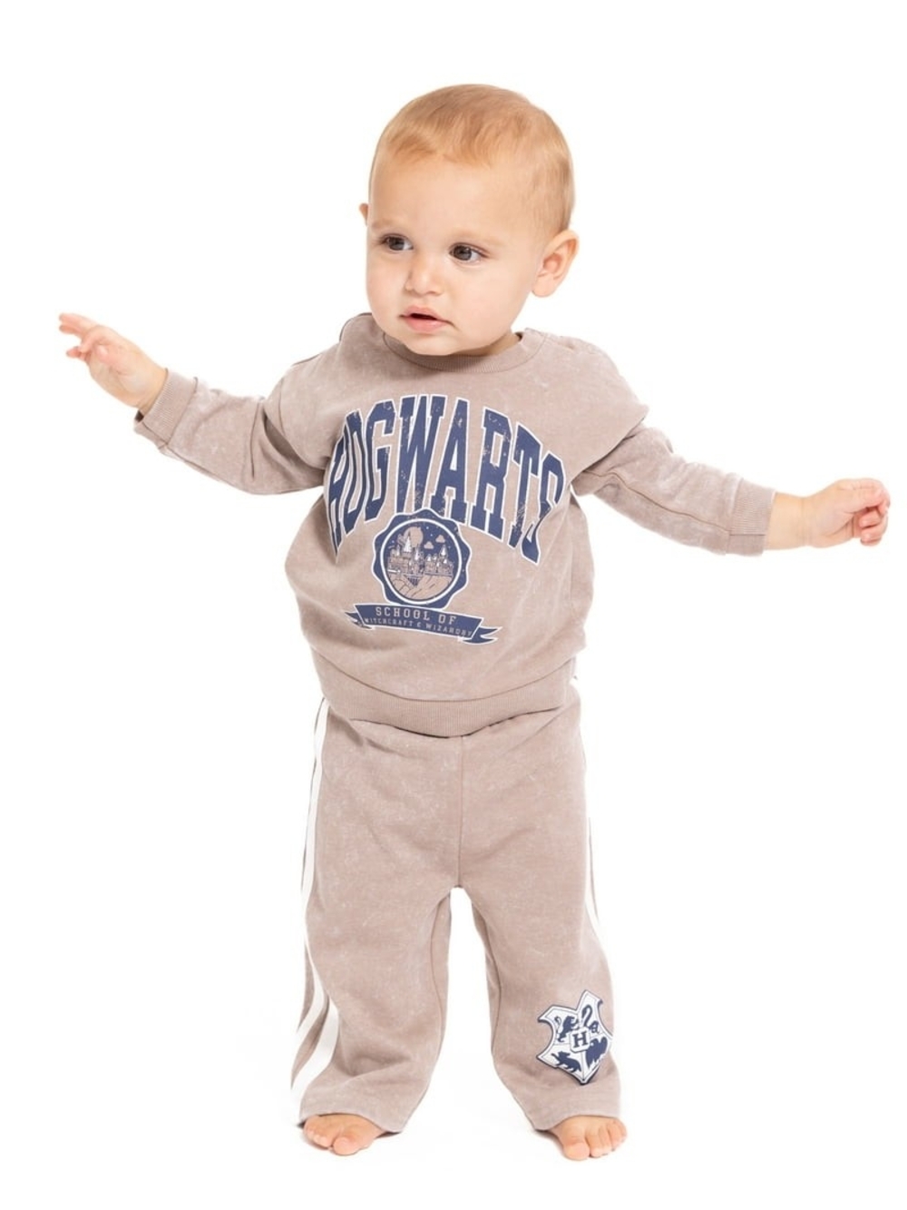 Warner Bros. Harry Potter Taupe Crewneck Top with Navy Crest - Picture 7 of 7